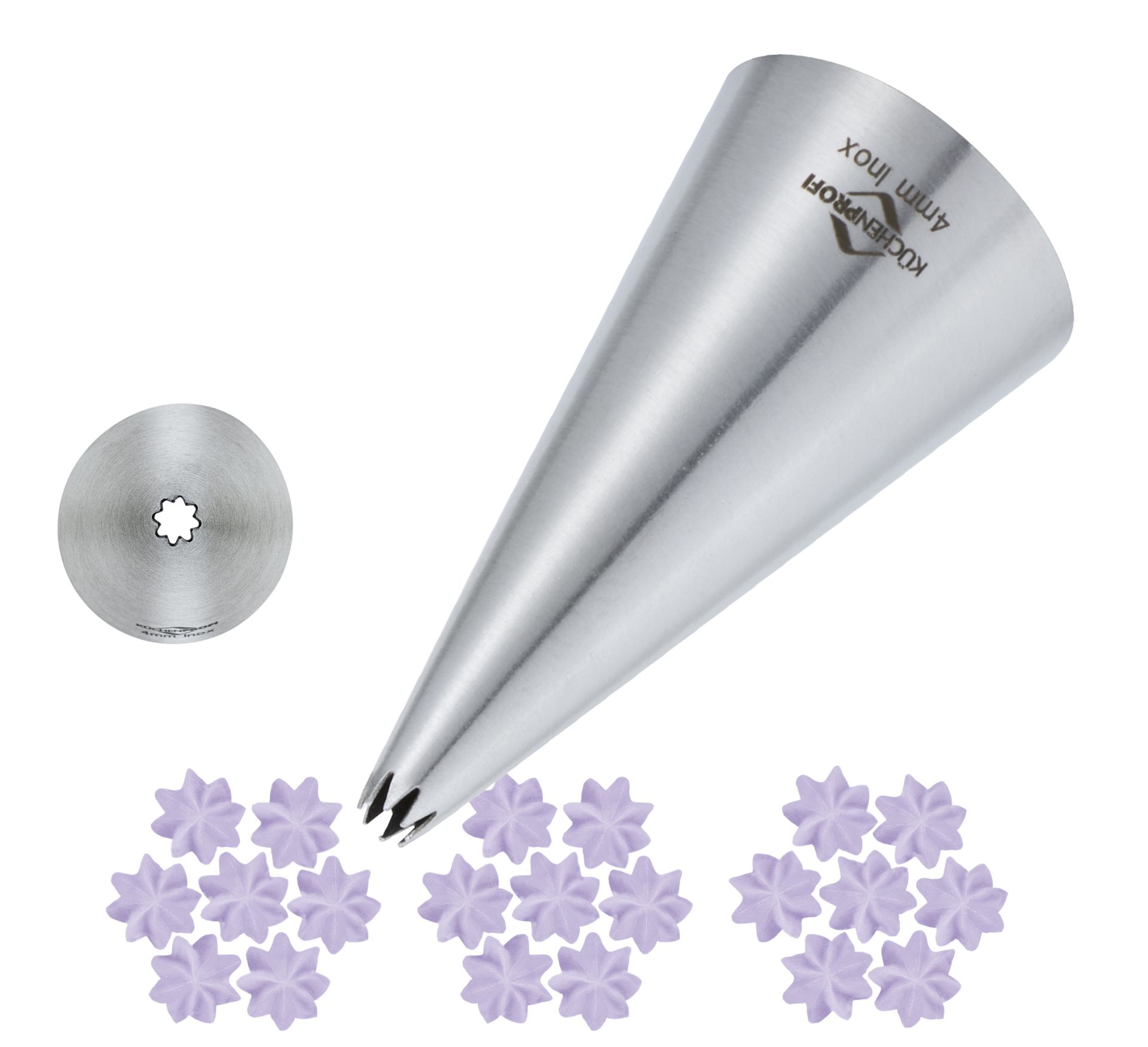 0805482804 BAKE PROFI hvězdicová špička Ø 4 mm nerez Kuchenprofi